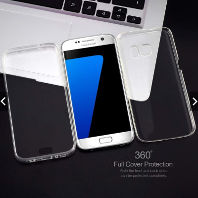 Твърди гърбове Твърди гърбове за Samsung Луксозен ултра тънък Поли-Карбонов комплект предна и задна част със силиконова ТПУ рамка 360° Body Guard за Samsung Galaxy S7 G930 кристално прозрачен